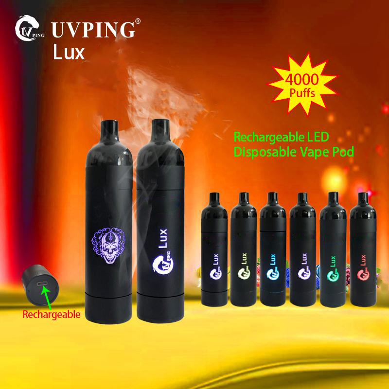 100% Authentic Uvping LUX Disposable Vape E cigarettes Kit rechargeable with real 4000 puffs LED flashlight 6 color VS max bar pro
100% Authentic Uvping LUX Disposable Vape E cigarettes Kit rechargeable with real 4000 puffs LED flashlight 6 color VS max bar pro