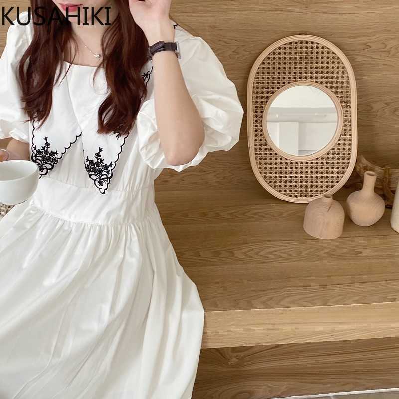 Floral Embroidery Peter Pan Collar Women Dress Korean Puff Sleeve Vestidos Femme Slim High Wiast A-line Dresses 6F975 210603, White
Floral Embroidery Peter Pan Collar Women Dress Korean Puff Sleeve Vestidos Femme Slim High Wiast A-line Dresses 6F975 210603, White