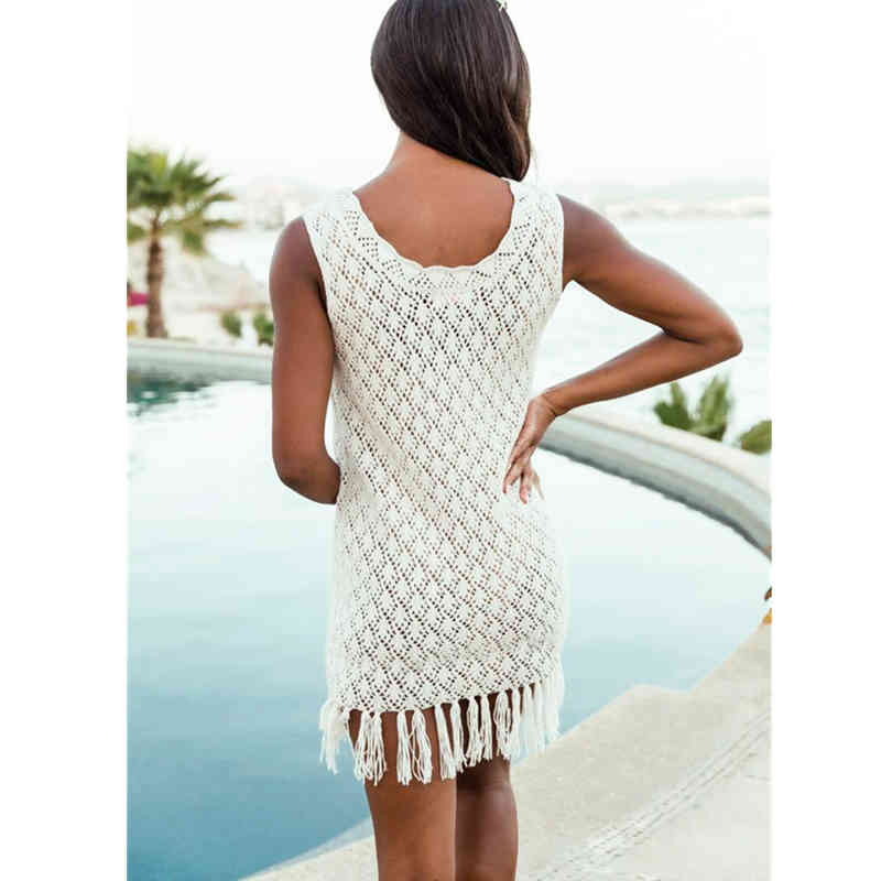 Summer O-neck Dress Beach Tunic Women Beachwear Kaftan Swimsuit Cover Up Solid Cover-ups Bohemian Q1271 210420