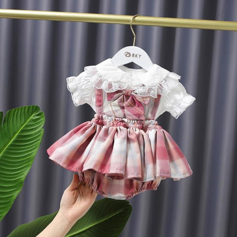 Clothing Sets Summer Spanish Lolita Short Sleeve Shirt+Plaid Sling Dress Birthday Party Easter Eid Dresses For Girl A352, White
Clothing Sets Summer Spanish Lolita Short Sleeve Shirt+Plaid Sling Dress Birthday Party Easter Eid Dresses For Girl A352, White