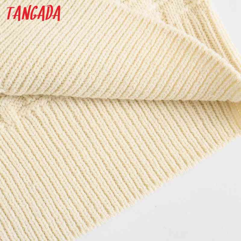 Women Beige Oversized Knitted Vest Sweater Vintage Sleeveless Female Waistcoat Chic Tops BE464 210416