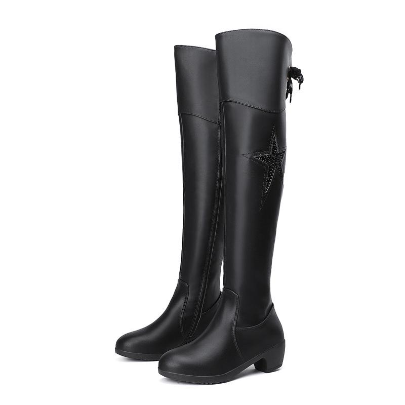 Boots Women's Autumn And Winter 2021 Products Fashion Black Diamond Decoration Comfortable Lining Over The Knee