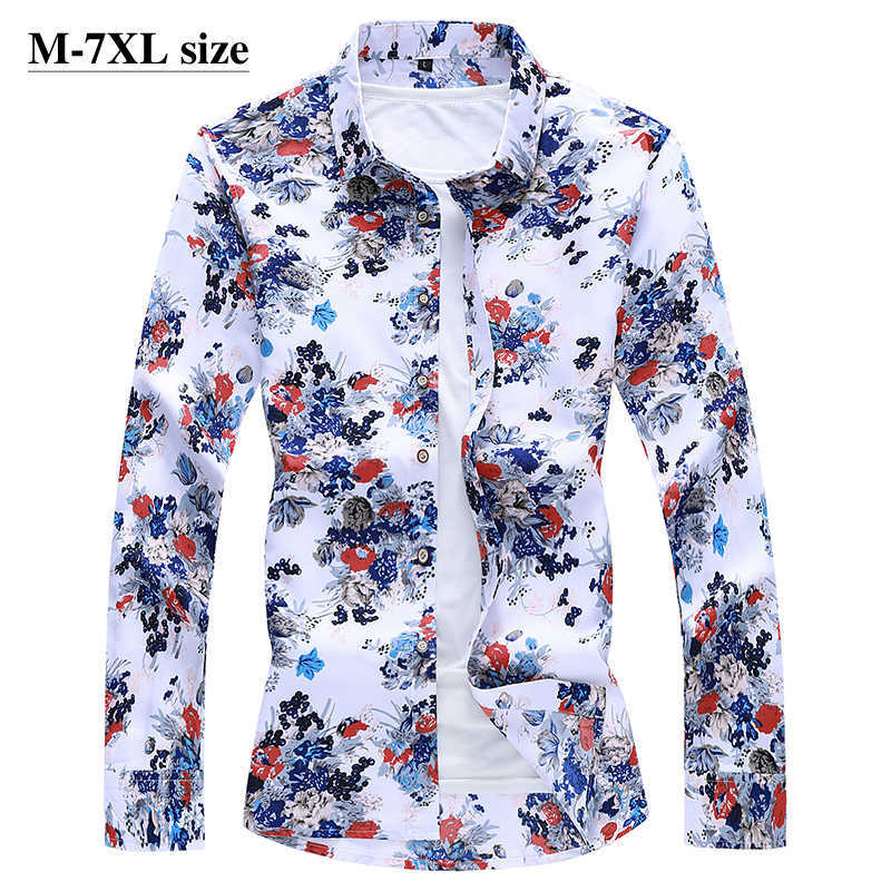 Mens Shirts Large Size Business Casual Long-sleeved Fashion Slim Spring Autumn Printing Shirt Male Clothes 5XL 6XL 210721, Flower
Mens Shirts Large Size Business Casual Long-sleeved Fashion Slim Spring Autumn Printing Shirt Male Clothes 5XL 6XL 210721, Flower