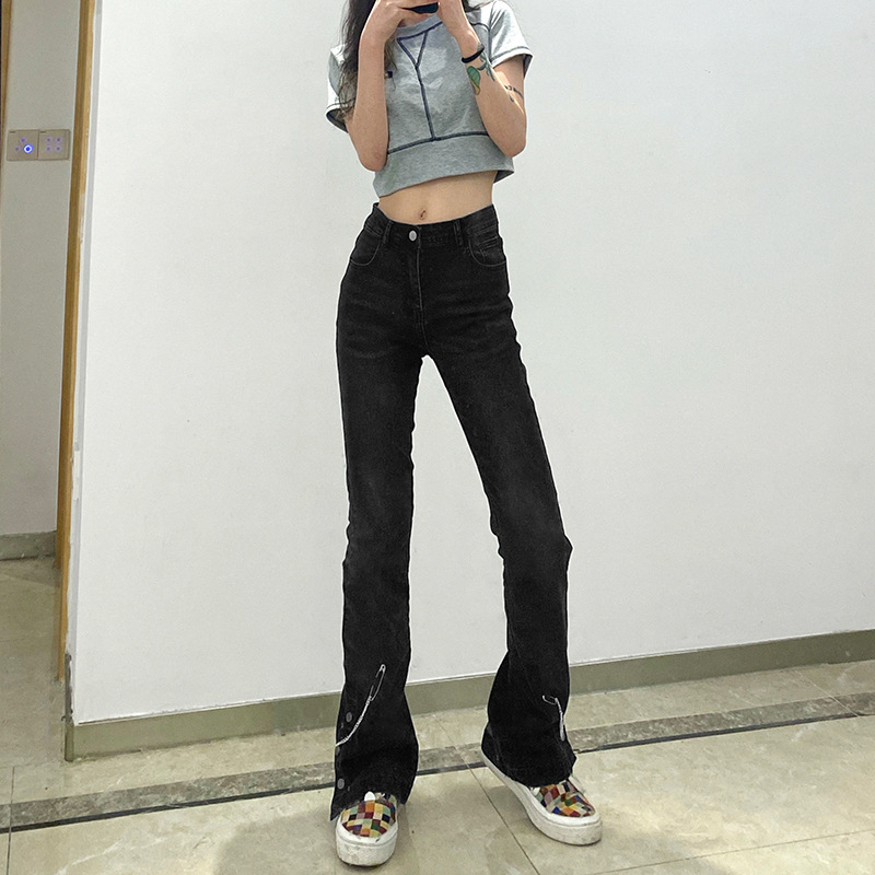 Jeans Woman High Waist Female Flare Pants Straight Loose Black Mom Fashion Baggy Jean Women Trousers 210524