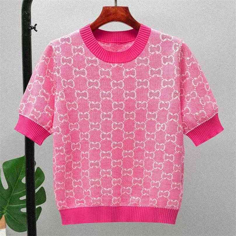 312 2021 Summer Sweater Short Sleeve Crew Neck Pullover Red Blue Print Brand Same Style Blue Prom Fashion Luxury Womens Clothes pinguo
312 2021 Summer Sweater Short Sleeve Crew Neck Pullover Red Blue Print Brand Same Style Blue Prom Fashion Luxury Womens Clothes pinguo