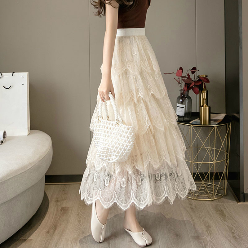 Skirts Multi-layer Flroal Lace Maxi Long Fairy Wave Brim A-line Tiered Pleated 4Z0A, Apricot
Skirts Multi-layer Flroal Lace Maxi Long Fairy Wave Brim A-line Tiered Pleated 4Z0A, Apricot