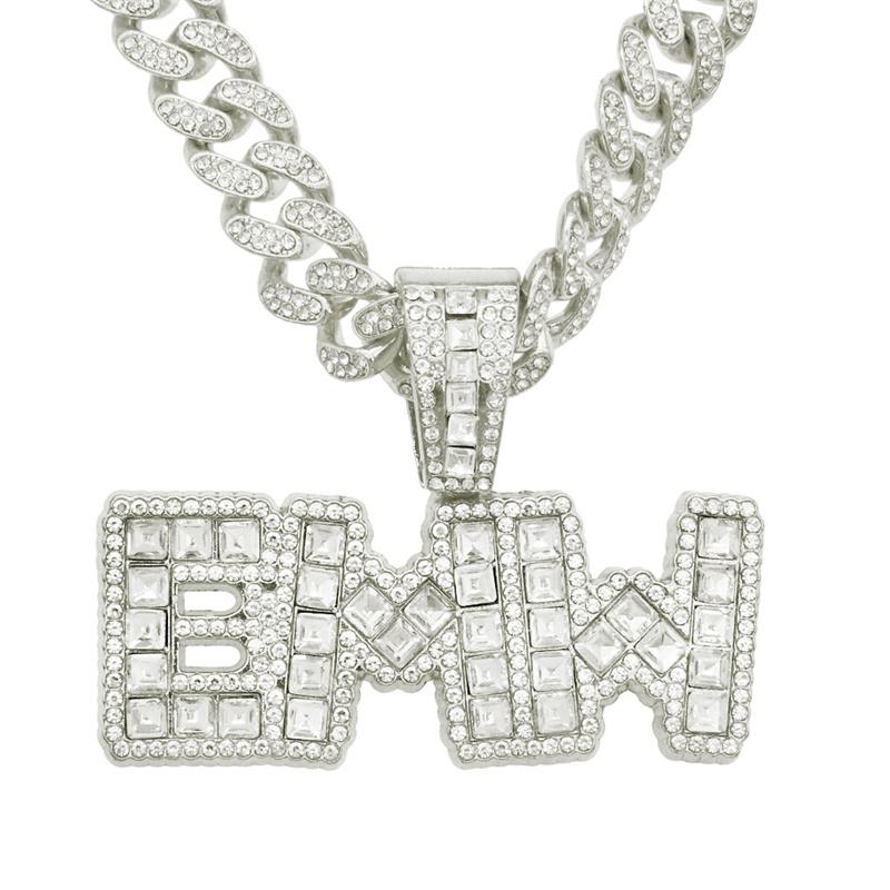 Pendant Necklaces Hip Hop Letters Necklace Men's Jewelry Iced Out Cuban Link Fashion Men Gift Hip-Hop Chain