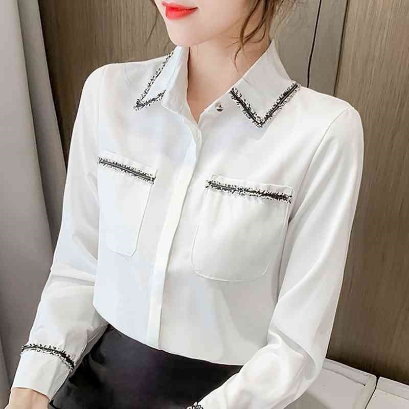 Long Sleeve White Blouse Women Tops Blouse Women Blusas Mujer De Moda Turn Down Collar Office Chiffon Blouse Blusa E354 210602 
Long Sleeve White Blouse Women Tops Blouse Women Blusas Mujer De Moda Turn Down Collar Office Chiffon Blouse Blusa E354 210602