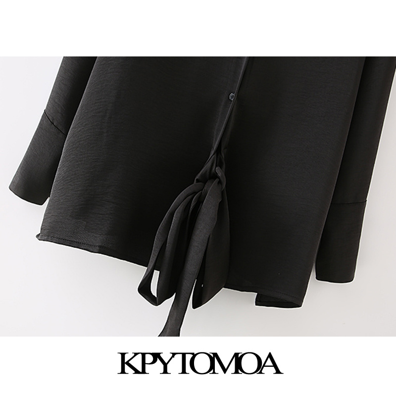 Women Fashion With Bow Tied Soft Touch Blouses Long Sleeve Button-up Female Shirts Chic Tops 210420