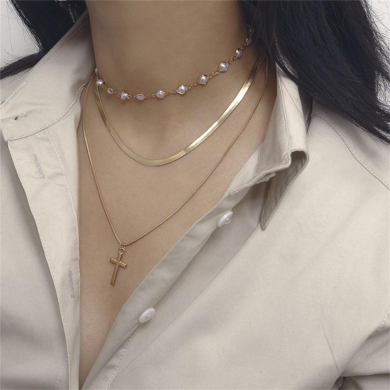 Pendant Necklaces Fashion Women's Cross Necklace Pearl Multi-layer Sweater Chain Women Jewelry Party Gifts Y20
Pendant Necklaces Fashion Women's Cross Necklace Pearl Multi-layer Sweater Chain Women Jewelry Party Gifts Y20