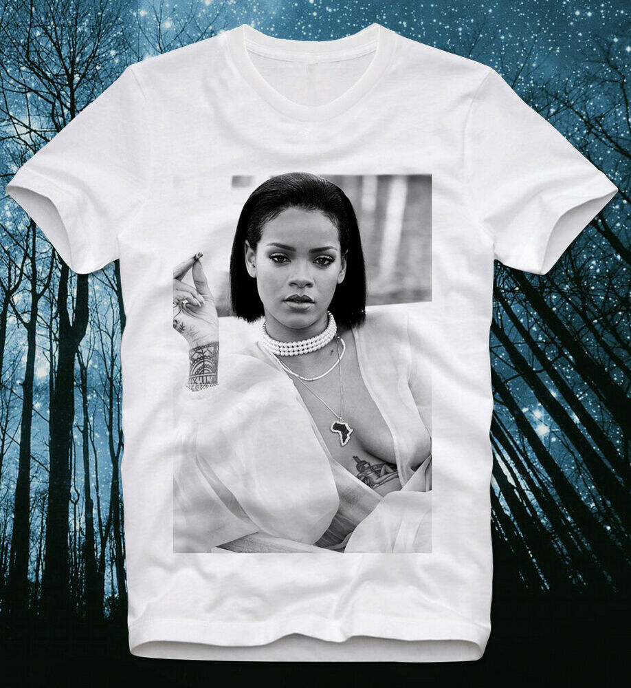 T-SHIRT RIHANNA 3D Sexy Diamonds Black & White Foot Singer Woman Hip Hop