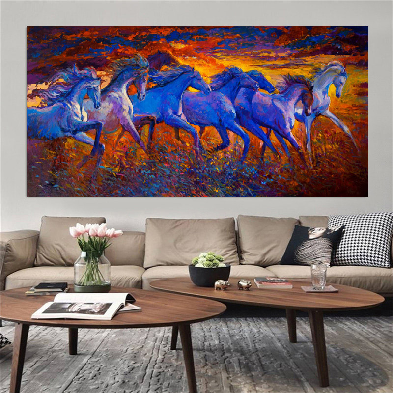 Vintage Large Size Running Horse Poster Wall Art Canvas Painting Modern Animal Picture HD Printing For Living Room Home Decor