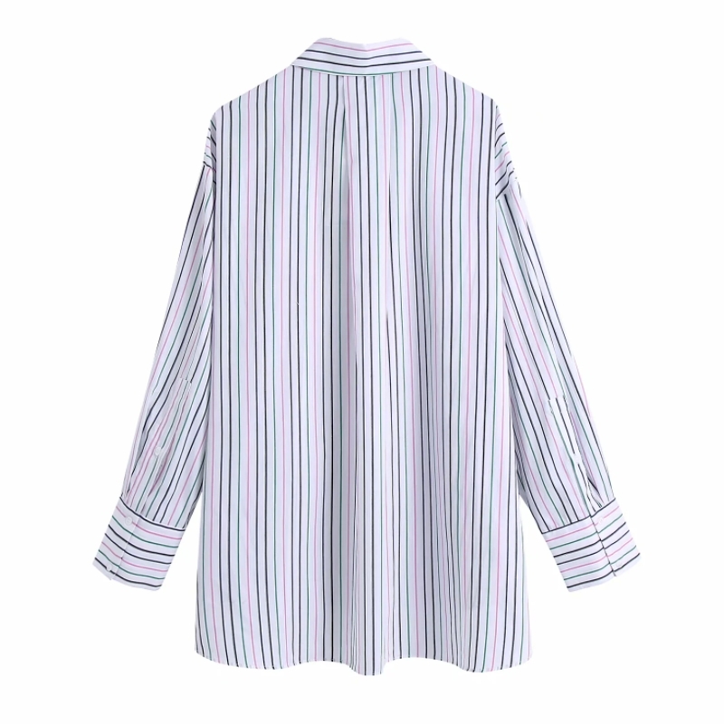 Fashion Women Color Striped Oversized Shirt Female Long Sleeve Blouse Casual Lady Loose Tops Blusas S8803 210430