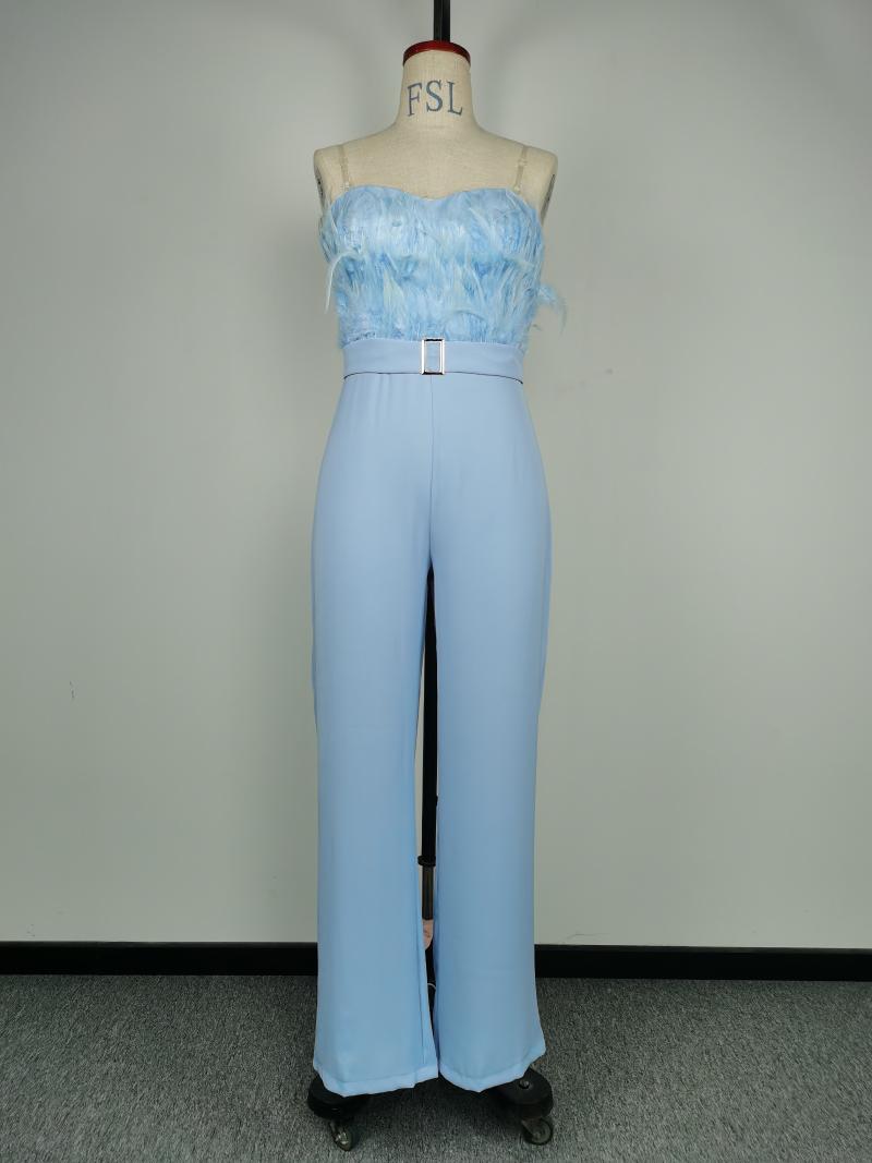 Women's Jumpsuits & Rompers Jumpsuit Women Elegant Long Strapless Slash Neck Feather Tube Top Sexy Fashion Party Night Evening 2026 Summer