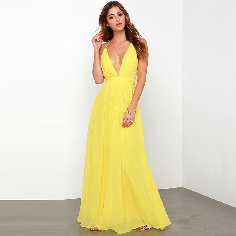 Woman Tank Dress Casual Camisole Elegant Bohemian Beach Sling Female Sexy V-neck Sleeveless Evening Party Long 210428