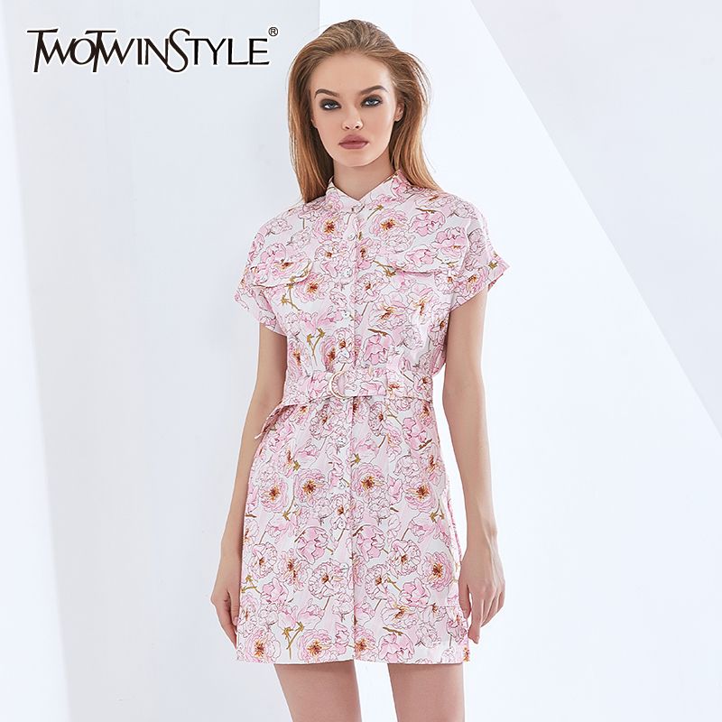 twotwinstyle slim print floral dress for women stand collar short sleeve high waist sashes dresses female 2021 womens clothing, Black;gray
twotwinstyle slim print floral dress for women stand collar short sleeve high waist sashes dresses female 2021 womens clothing, Black;gray