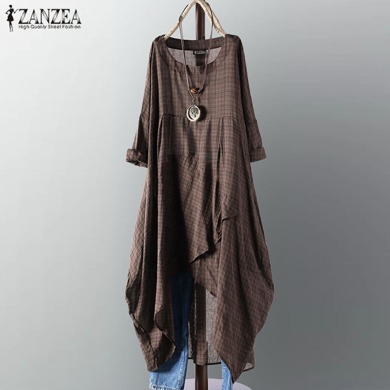 2021zanzea asymmetrical midi dress womens check dress 2021 female long sleeve plaid vestidos summer sundress casual shirt robe 5xl, Black;gray
2021zanzea asymmetrical midi dress womens check dress 2021 female long sleeve plaid vestidos summer sundress casual shirt robe 5xl, Black;gray