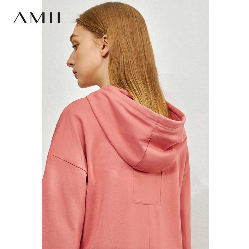 Spring Cotton Dresses Women Casual Hooded Solid Lantern Sleeve Loose Female Mid Knee-length Dress 12030020 210527