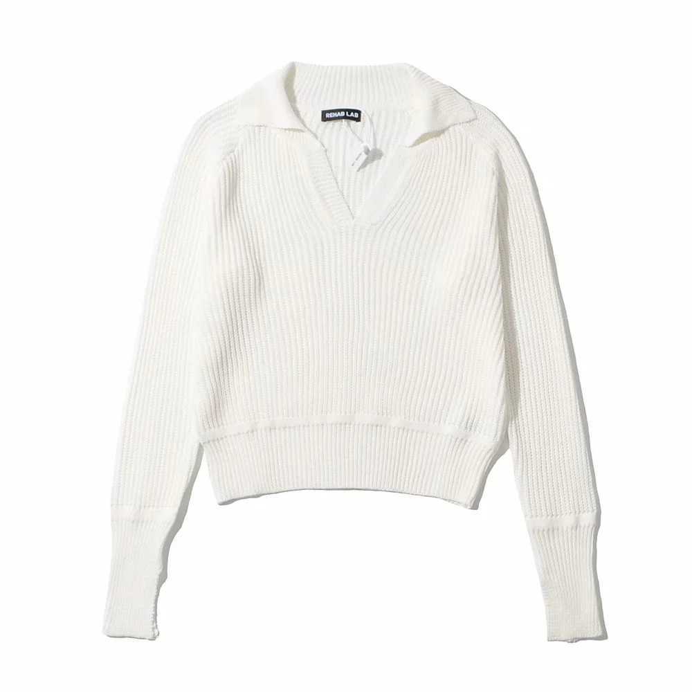Spring Autumn Solid Simple Turn Down Collar Full Sweater Loose Bottom Knitwear 210615