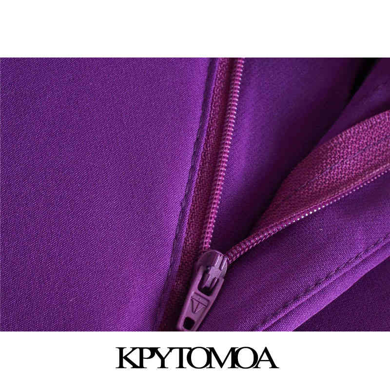 Women Chic Fashion Office Wear Pockets Basic Pants Mid-Waist Side Vents Female Ankle Trousers Mujer 210420