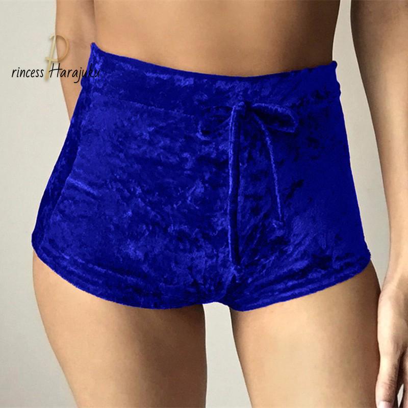 Women's Shorts S-2XL Women Velvet Drawstring Plus Size Casual Mid Waist 2021 Summer Sexy Skinny Booty Drop