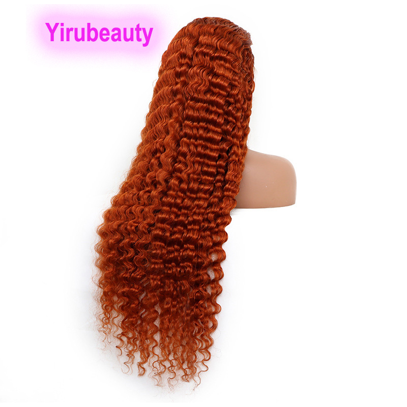 Brailian Human Hair 13x4 Lace Front Wig Deep Wave 350# Color 180% 210% Density Average Lace Size 10-32inch