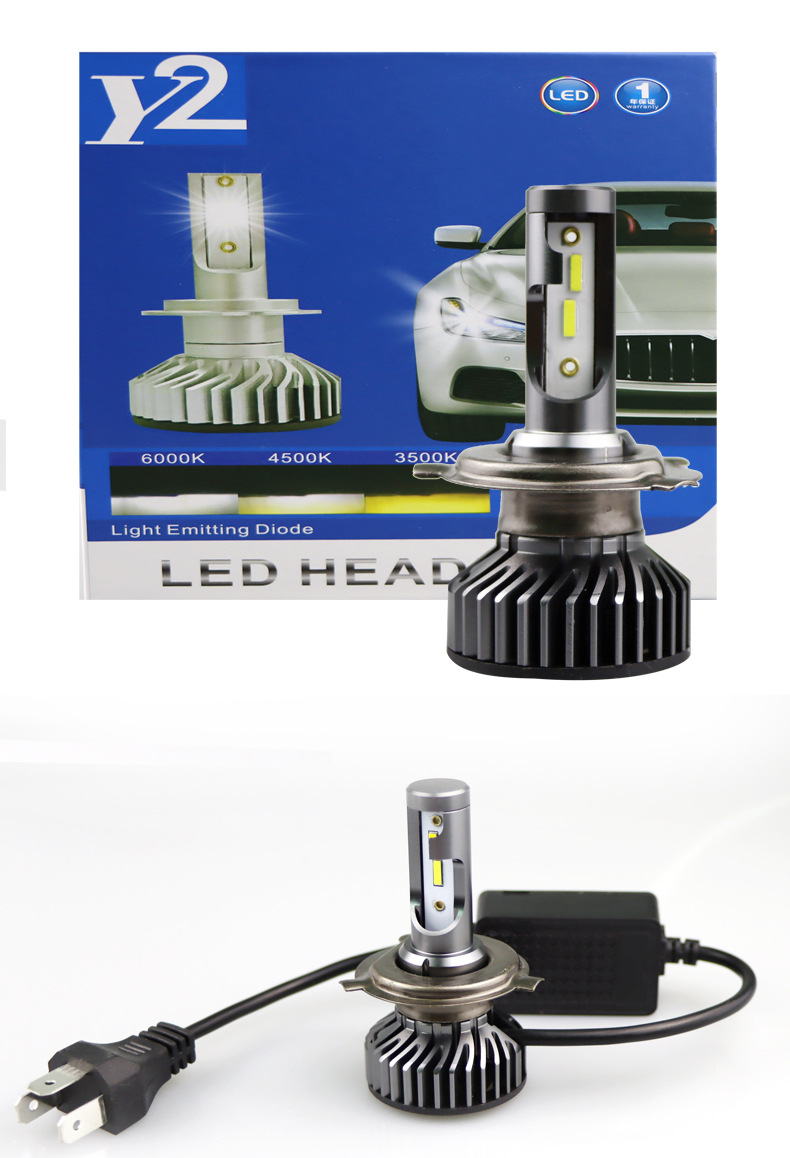 Y2/F2 Car LED Headlight 6000K White 3500K Yellow Light Auto Modified Lamp H7 H3 H4 9005 9006 H13 9007 Bulb Waterproof LIghts
