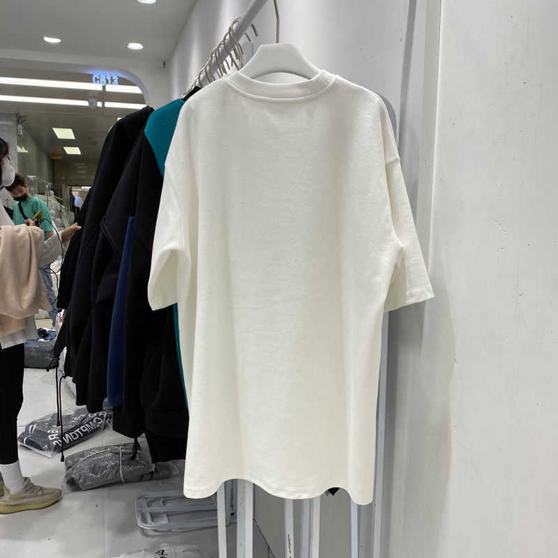 T-shirt Women's Short Sleeve Plus Size Summer Bear Half Top Loose Mid-length Tshirt Diamonds Graphic Tee 210720