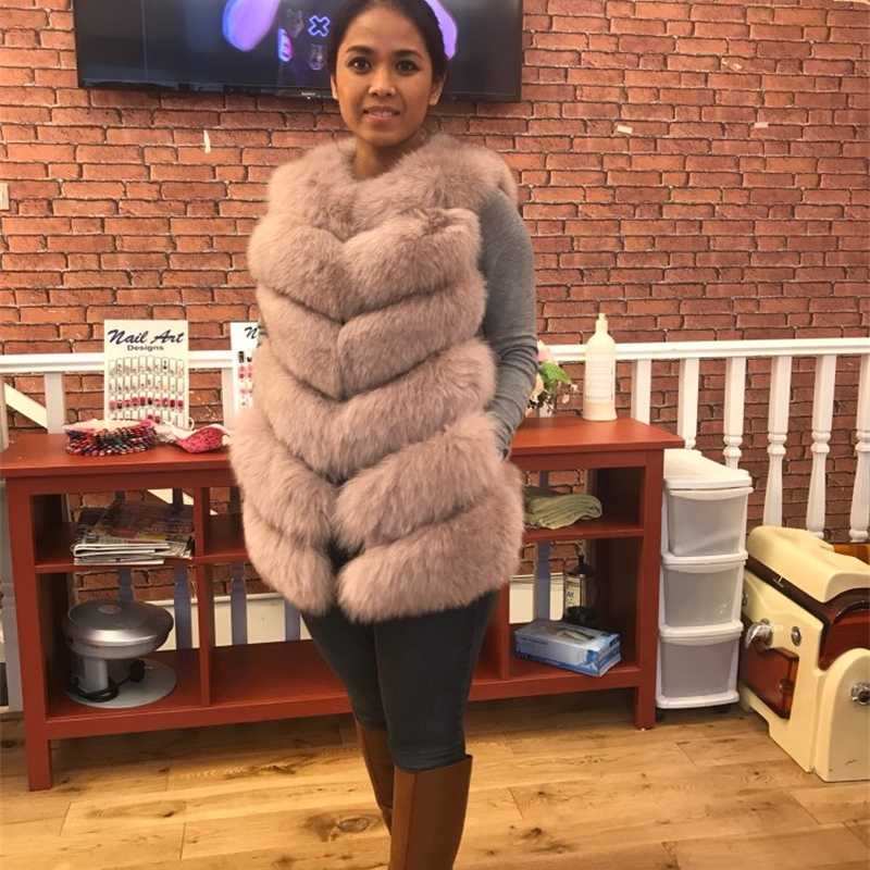 Winter BIGSALE Women Real Fur Vest Natural Genuine Leather Long Gilet's Full Pelt Waistcoat 211110