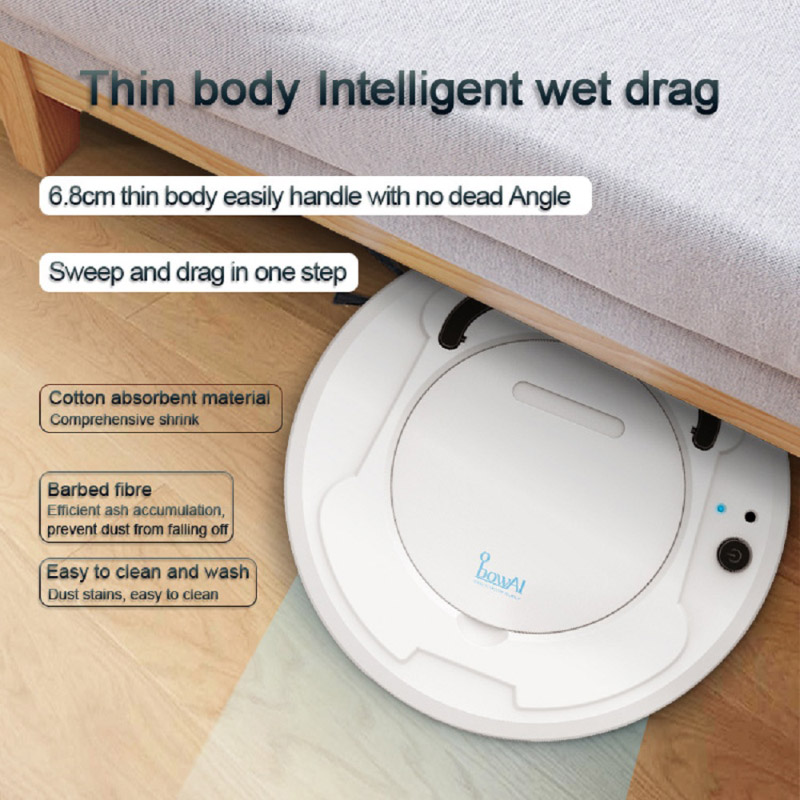 bowAI Robot Vacuum Cleaner Wireless for Home Upgraded Smart Household Sweeper Powerful Cleaning Nail Dust Wet and Dry Mop 3 in 1 o