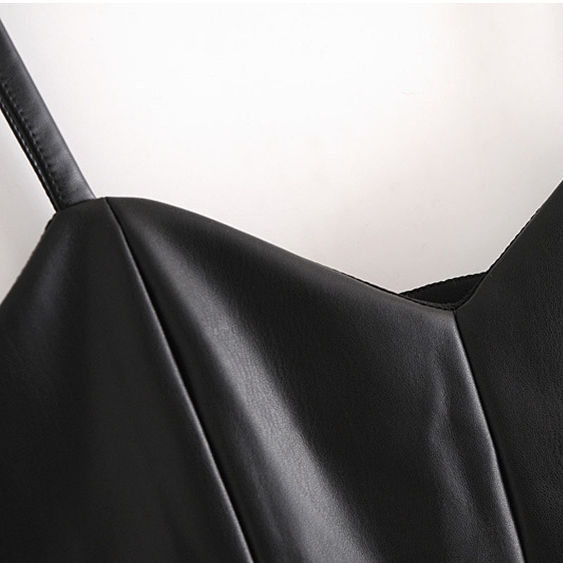 Sexy Black Sleeveless PUchic Female T-shirt Korean Leisure Sports Wild Simplicity Women's Vest 210507