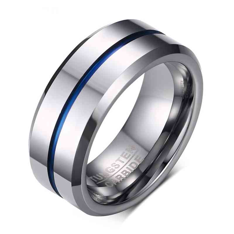 she Men's Wedding Band Tungsten Rings Groove Ring Carbide Blue Line 8mm Size 7-13 Fashionable Jewelry, Silver
she Men's Wedding Band Tungsten Rings Groove Ring Carbide Blue Line 8mm Size 7-13 Fashionable Jewelry, Silver