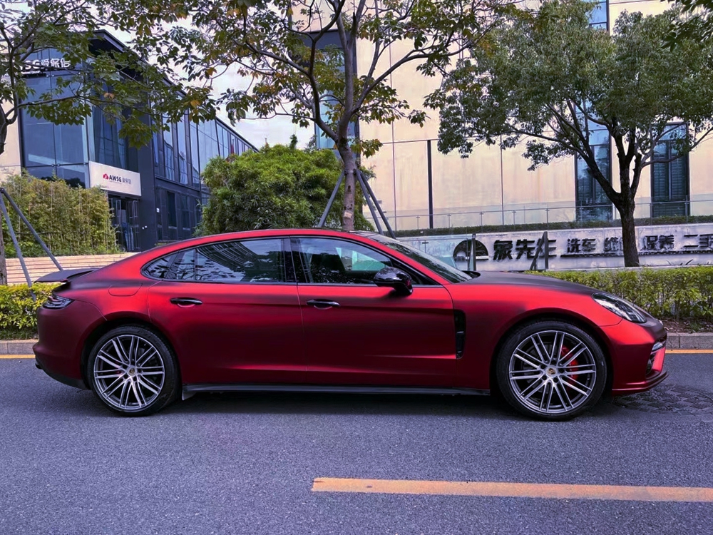 Top Quality Deep Romantic Red Satin Chrome Vinyl CAR Wrap Film sticker Wrapping Covering Foil Low tack glue 3M quality 1.52x20m Roll 5x65ft