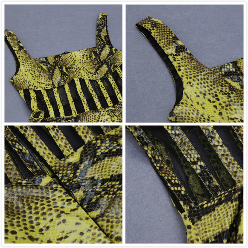 Free Women's Snake Skin Pattern Dress Sexy Square Neck Sleeveless Mesh Patchwork Draped Club Party 210524