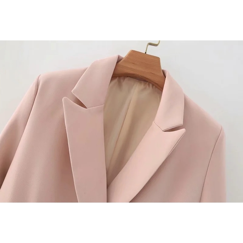 pink women slim long blazer jackets fashion ladies casual suits vintage female elegant blazers girls chic suit 210527