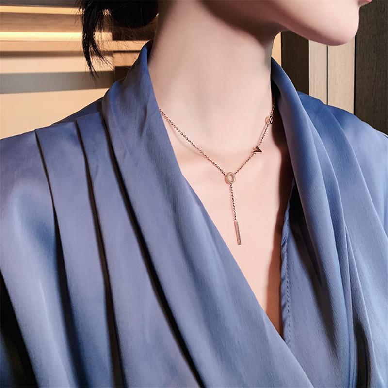 Pendant Necklaces YUN RUO Rose Gold Color LOVE Letters Necklace Titanium Steel Jewelry Woman Party Christmas Gift Never Fade Drop