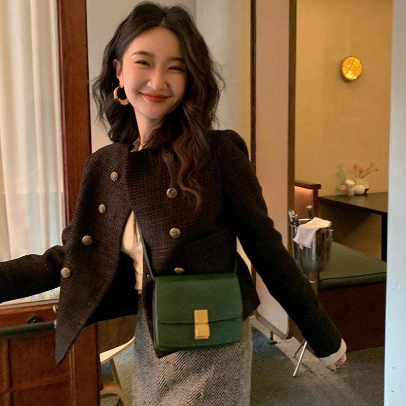 Women's Jackets Retro Little Fragrant Tweed Jacket, Small Autumn Clothing, 2021 Female French Crop Top, Black;brown
Women's Jackets Retro Little Fragrant Tweed Jacket, Small Autumn Clothing, 2021 Female French Crop Top, Black;brown