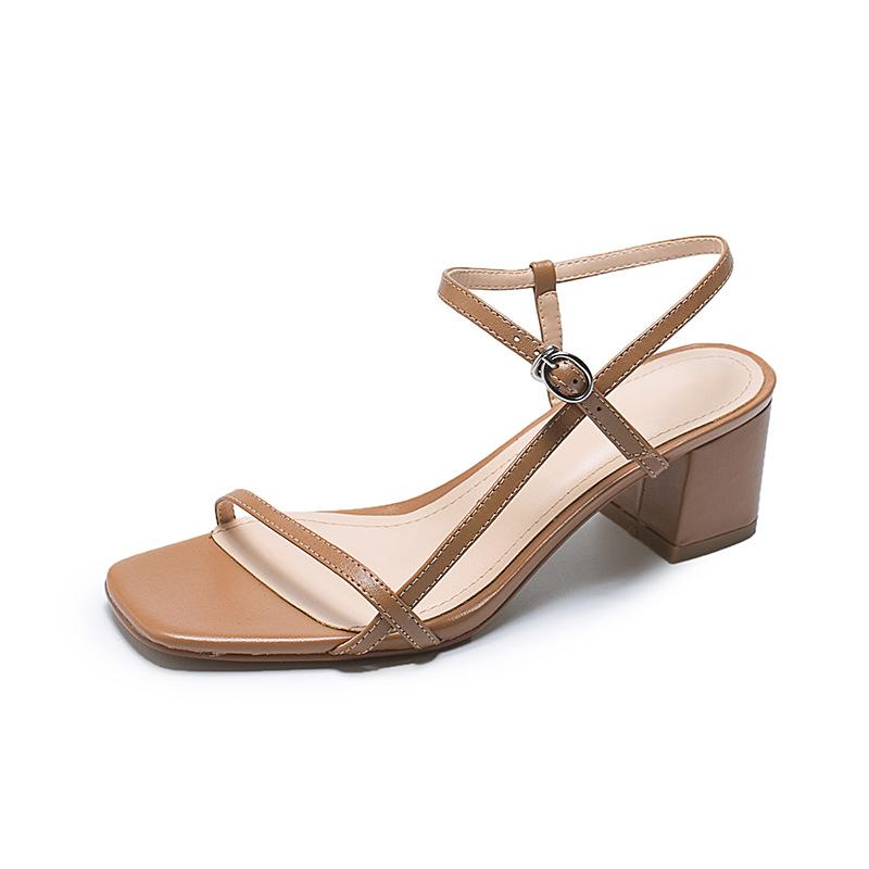 Summer Simple Versatile With Thick Square Head Leather Buckle Women's Sandals Tide, Black
Summer Simple Versatile With Thick Square Head Leather Buckle Women's Sandals Tide, Black