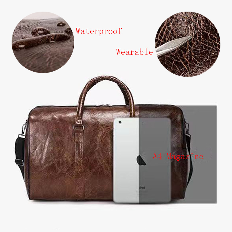 3 Unisex Large Capacity Waterproof Lage Bag Portable Sport Weekend s Business Duffle Soft Leather Travel Suitcase 220222 4