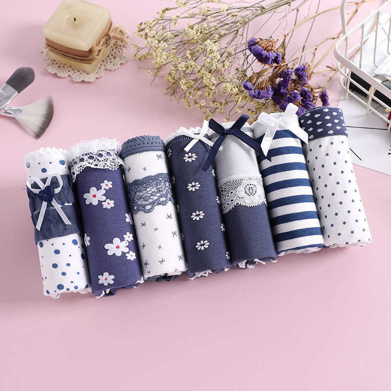 7Pcs/Lot Panties Women Pure Cotton Soft Underwear Intimates Sexy Breathable Calcinha Underpants Skin-friendly Girls Panty Set 211021