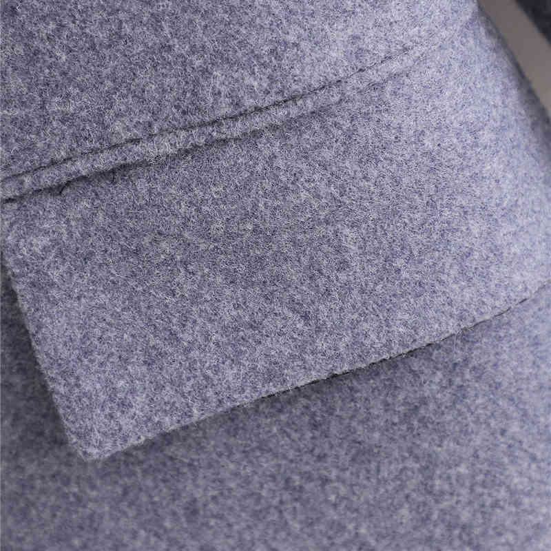 Evfer Women Fashion Winter Double Breasted Loose Coats Female Casual Woolen Blue Outwear Ladies Elegant Thick Long Jackets 210421