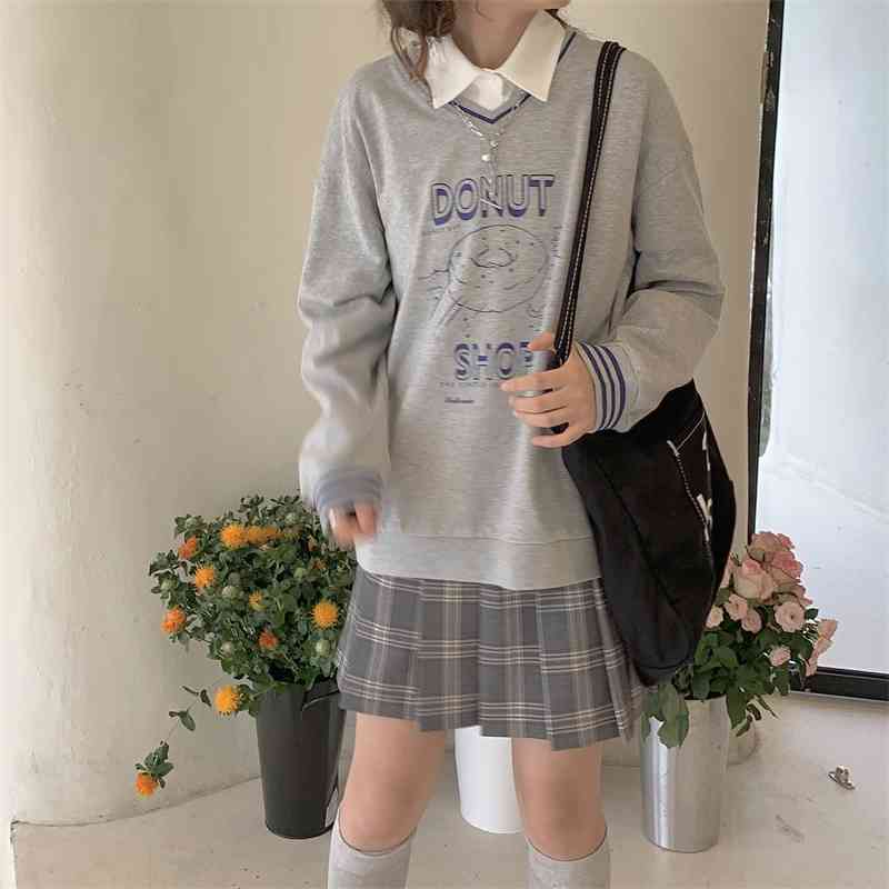 One foam garment / V-Neck Sweater casual printed top loose and versatile student autumn new female w9242, Grey
One foam garment / V-Neck Sweater casual printed top loose and versatile student autumn new female w9242, Grey