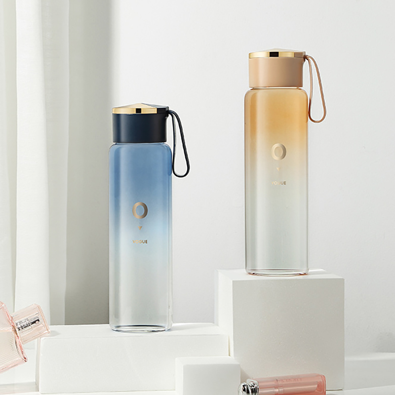 Fashion Cute Glass Water Bottle 400ml Gradient Color Cup Milk Bottles Coffee Mug Wholesale Items Eco Friendly