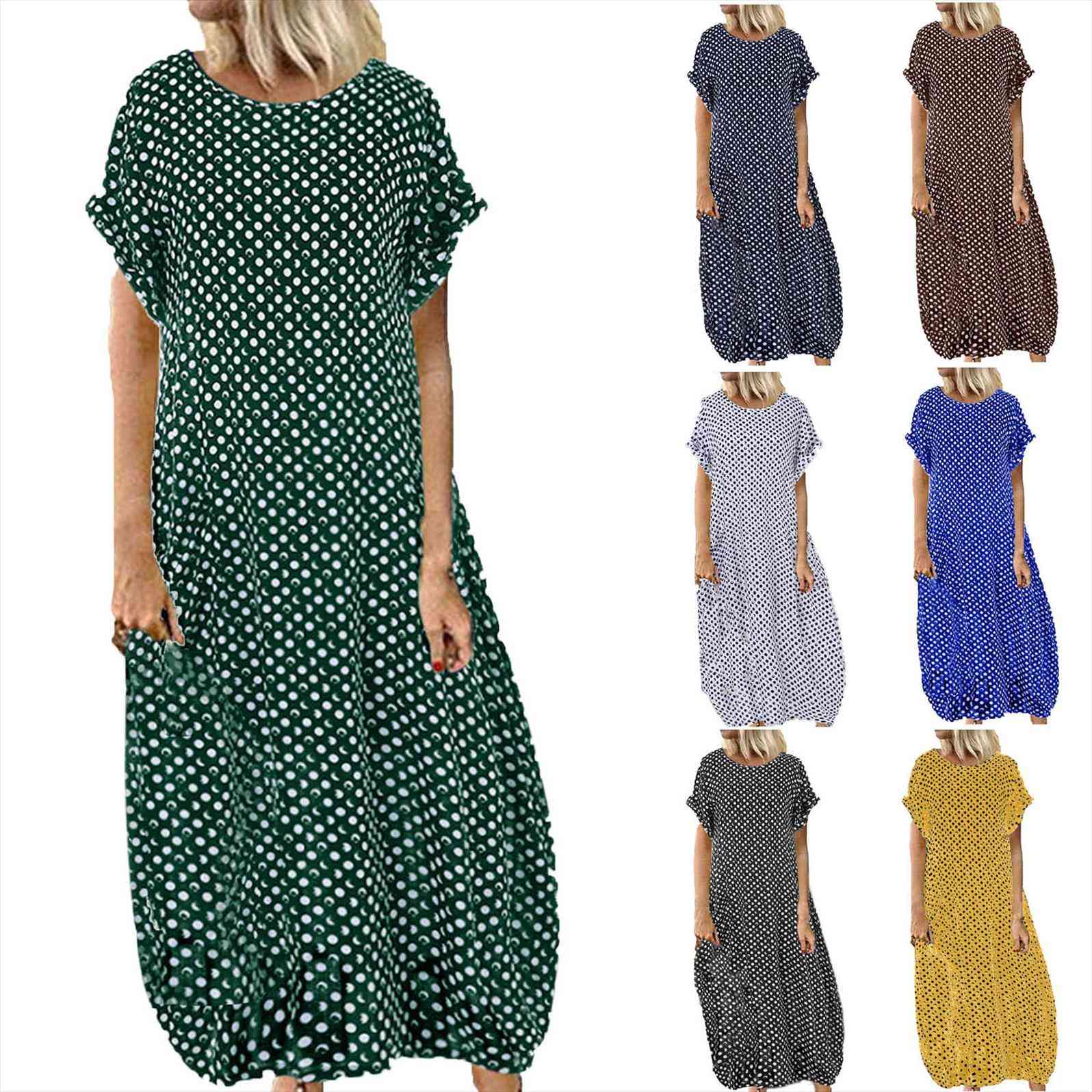casual plus size pockets womens dress o neck polka dot printing short sleeve ankle length daily, Black;gray
casual plus size pockets womens dress o neck polka dot printing short sleeve ankle length daily, Black;gray