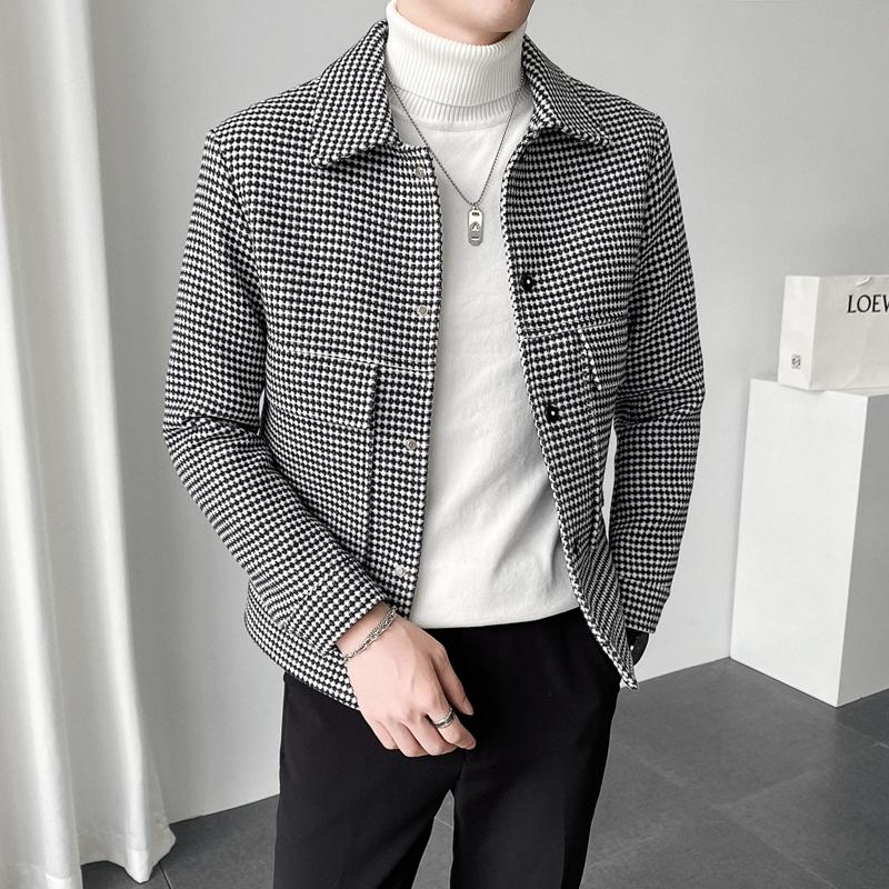 Men's Jackets Mens Houndstooth Wool Trench Turndown Collar Casual Slim Coats Autumn Winter Business Steetwear Windbreaker Men Clothing, Black
Men's Jackets Mens Houndstooth Wool Trench Turndown Collar Casual Slim Coats Autumn Winter Business Steetwear Windbreaker Men Clothing, Black