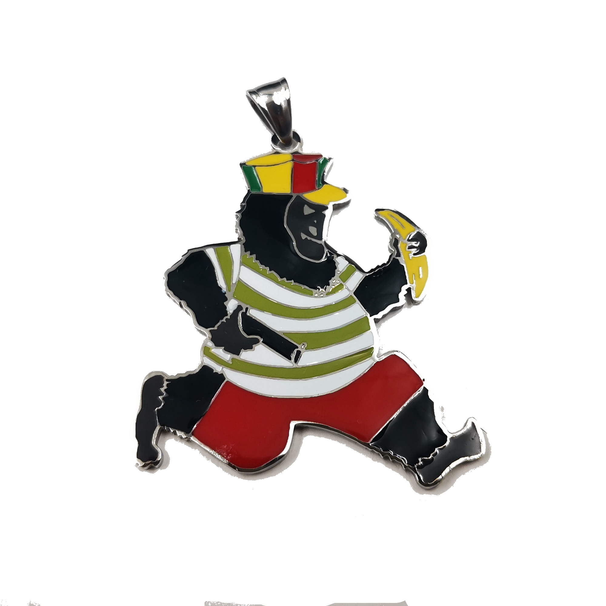 2 inch tall large Ape Boy Charm Pendant for Mens Stainless Steel Cute ICP Fashion Necklace Color free chain 4mm 24''