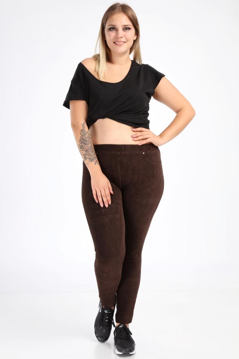 Women's Pants & Capris Angelino Büyük Beden Esnek Kadife Pantolon 44032, Black;white