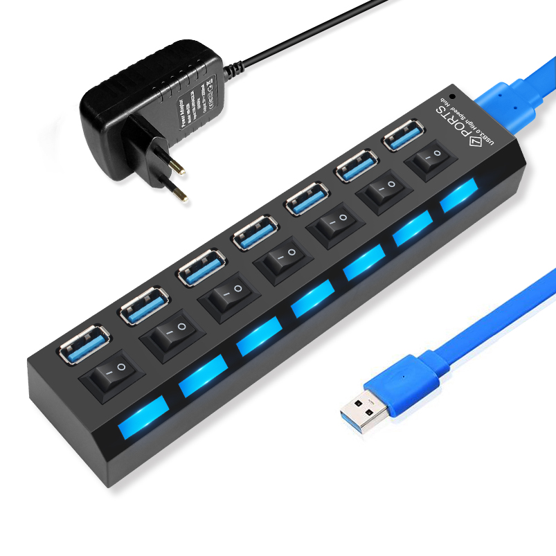 USB Hub 3.0 Hub USB 3 0 Multi USB Splitter 3 Hab Use Power Adapter 2.0 Hub 4/7 Port With Switch