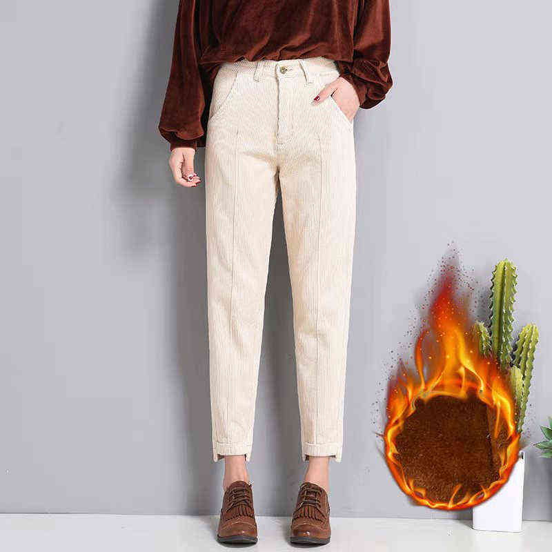 High Quality Fashion Autumn Winter Women Corduroy Pants Straight Streetwear Trousers s Waist Female Student 211215