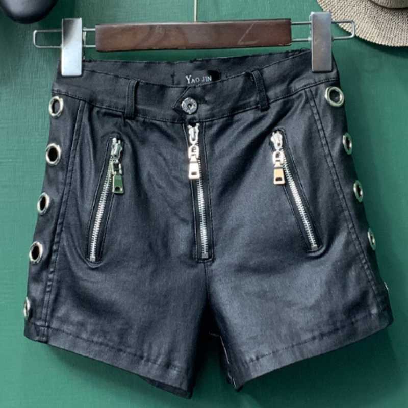 Leather High Waist Shorts For Women Black Spring Autumn Women's Fashion Casual